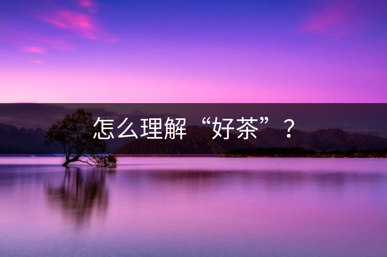 怎么理解“好茶”？