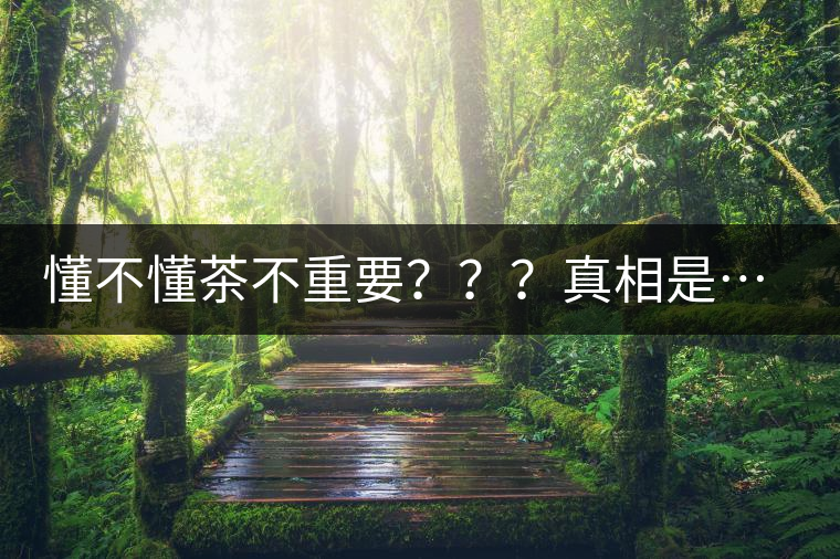 懂不懂茶不重要？？？真相是……
