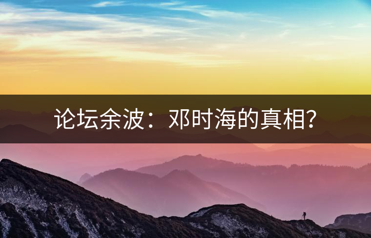論壇余波：鄧時(shí)海的真相？