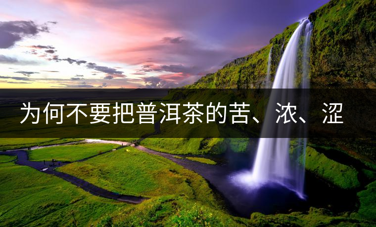 為何不要把普洱茶的苦、濃、澀味混為一談？
