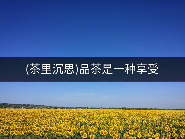 (茶里沉思)品茶是一種享受 (茶里沉思)品茶是一種享受