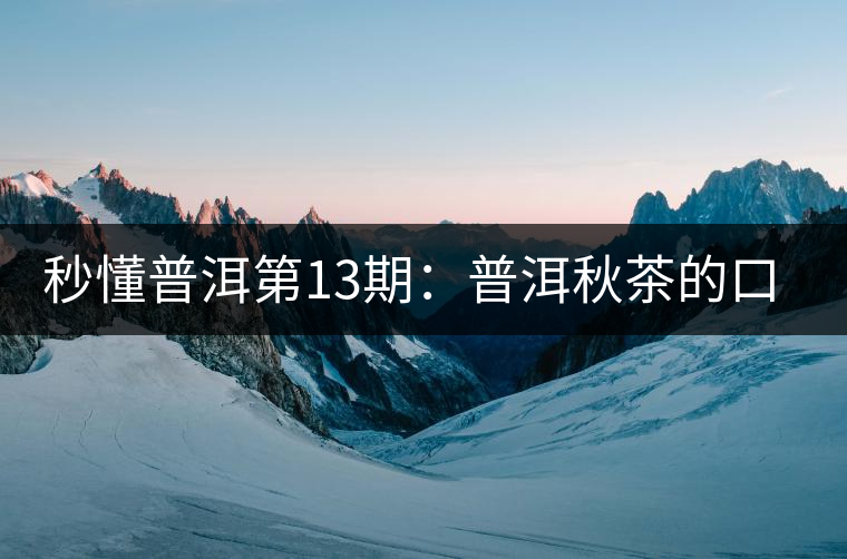秒懂普洱第13期：普洱秋茶的口感特點？