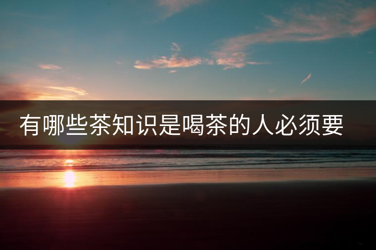 有哪些茶知識是喝茶的人必須要懂的？