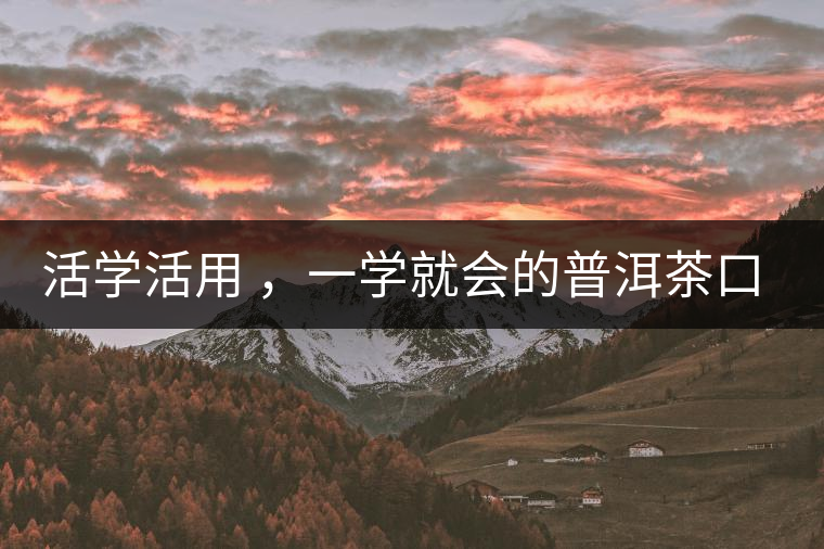 活學(xué)活用 ，一學(xué)就會(huì)的普洱茶口感術(shù)語(yǔ)